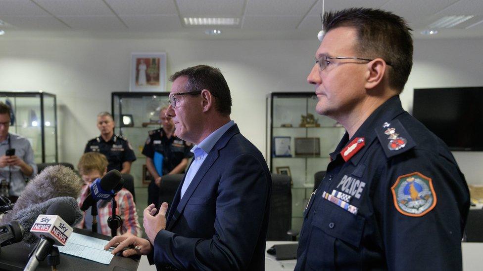 Northern Territory Chief Minister Michael Gunner and Northern Territory Police Commissioner Reece Kershaw at a press conference