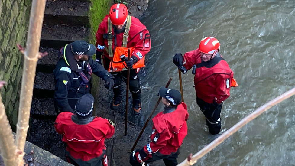 Police searching the Union Canal