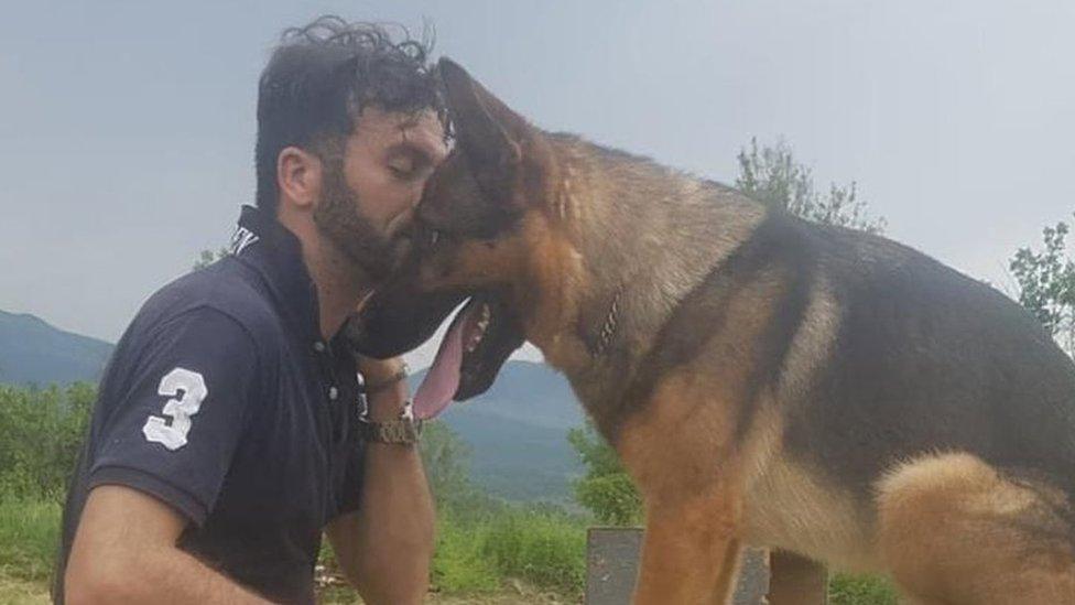 Fabiano Ettore and his German shepherd dog