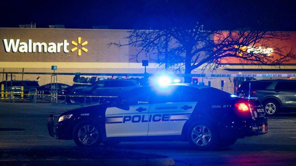 Scene outside the Walmart store