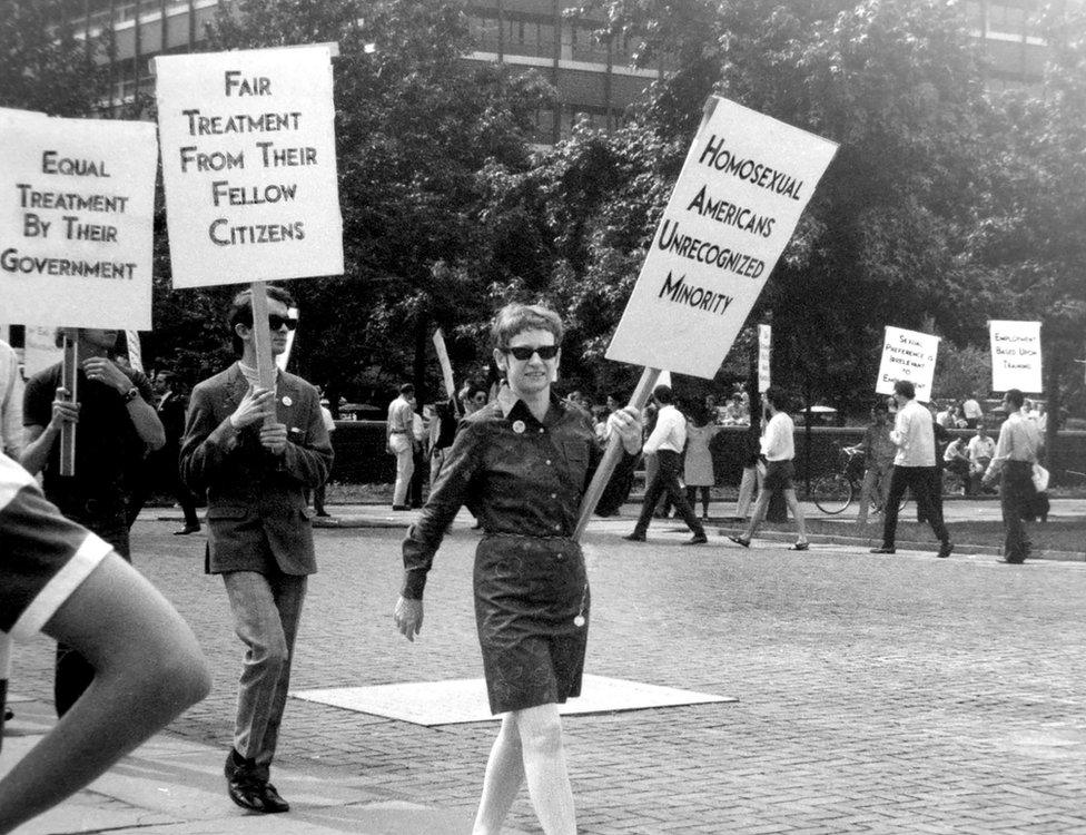 Kay Lahusen protesting at Independence Hall in 1969