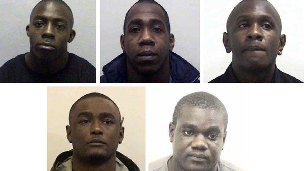 The five men's police mugshots