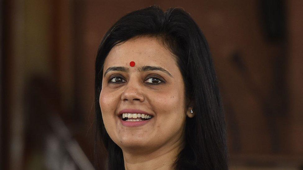 Trinamool Congress (TMC) MP Mahua Moitra arrives during the ongoing Budget Session, at the Parliament House, on March 18, 2020 in New Delhi, India. Prime Minister Narendra Modi on Tuesday told parliamentarians of the ruling Bharatiya Janata Party (BJP) that the ongoing budget session would continue till 3 April and the session would not be curtailed because of the threat posed by the coronavirus outbreak. (Photo by Sonu Mehta/Hindustan Times via Getty Images)