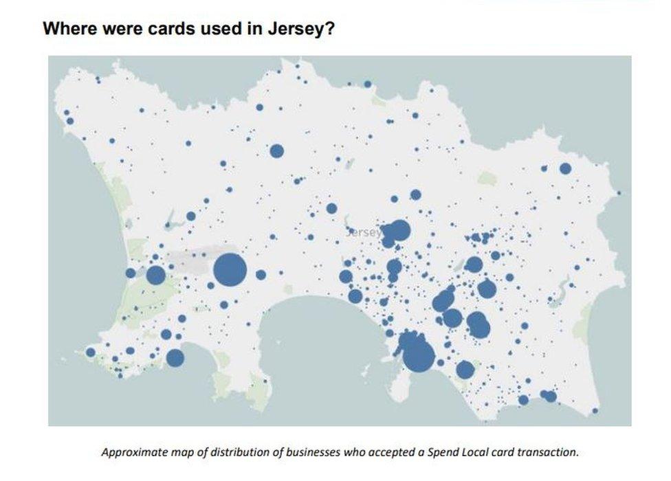 Map of businesses where voucher was spent