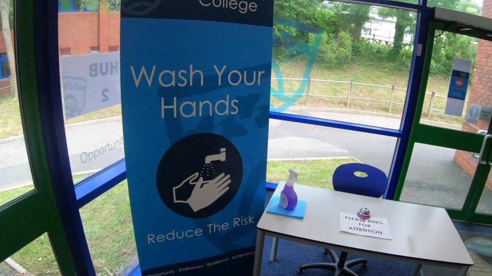 Hand washing banner at Ivybridge Community School