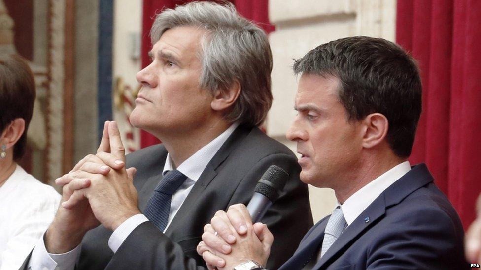 Prime Minister Manuel Valls (R) announced a 24-plan package alongside Agriculture Minister Stephane Le Foll