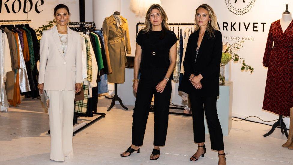 Crown Princess Victoria of Sweden visiting the Sustainable Fashion Hub during Stockholm Fashion Week