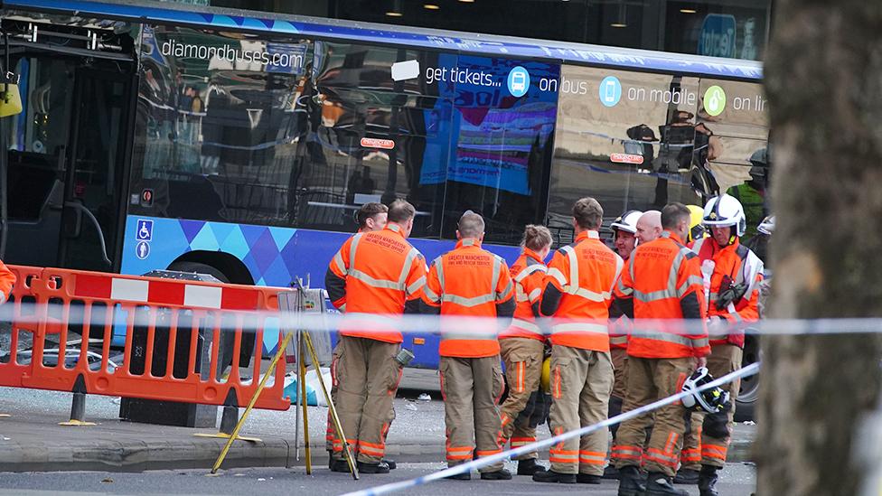 Emergency services at the scene of the crash