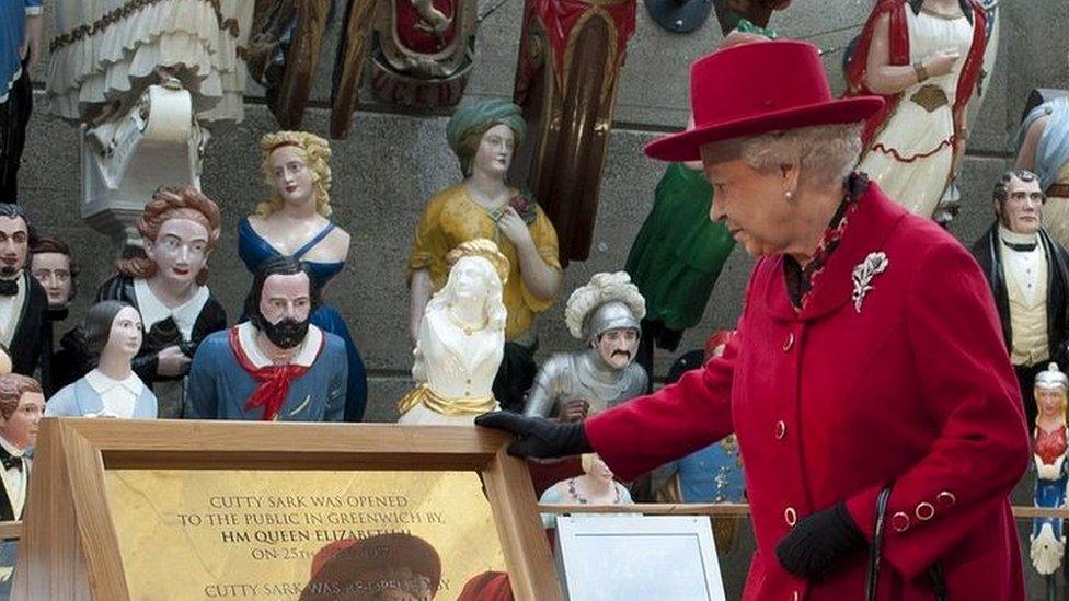 Queen Elizabeth II at the Cutty Sark