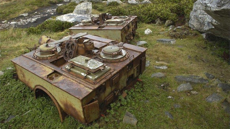 Rusting marine field kitchen