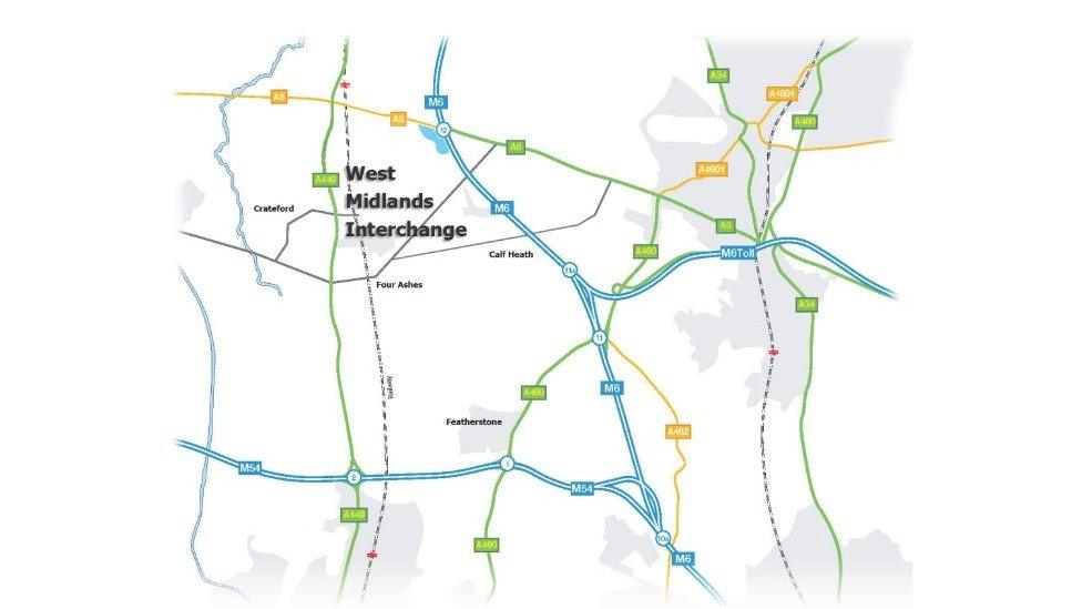 Map of M6 in Staffordshire