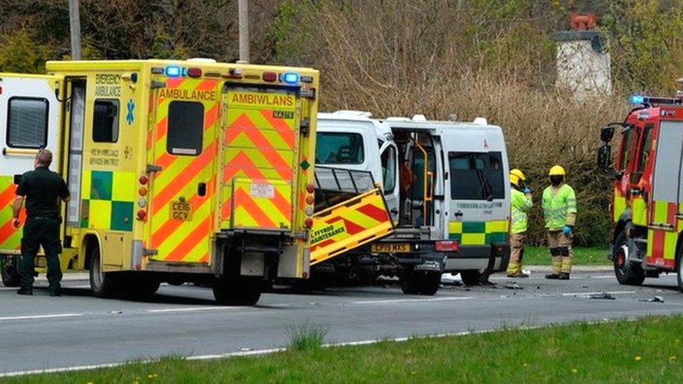 scene of the crash on A470