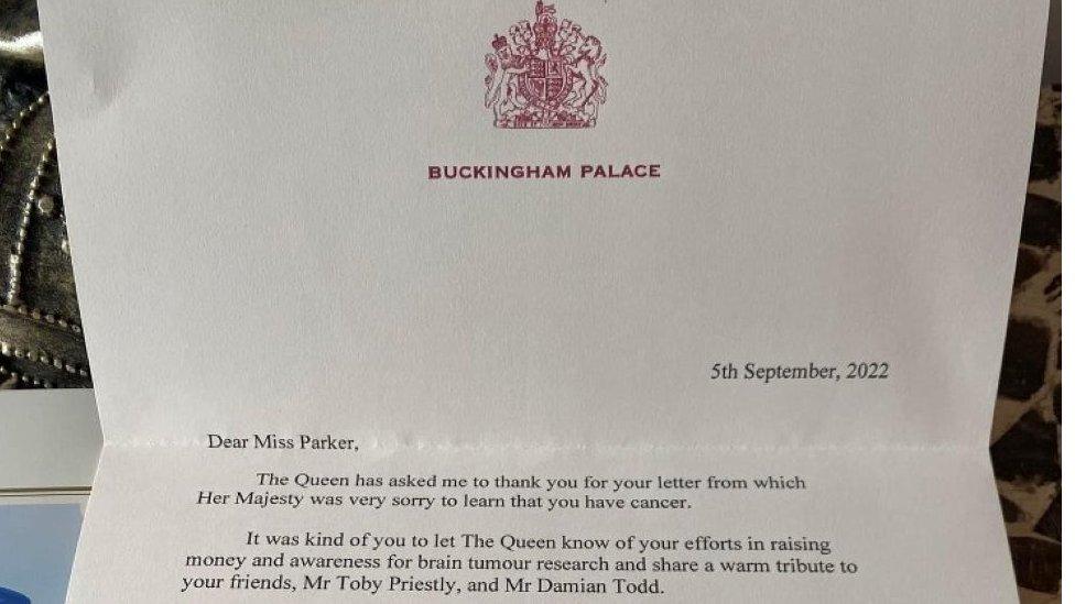 Letter to Kerri Parker from the Queen