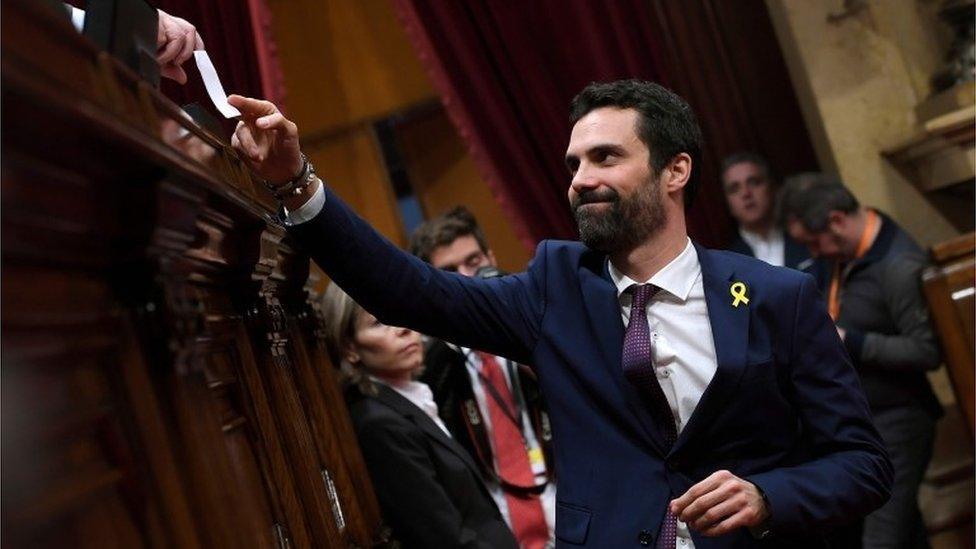 Newly elected parliament speaker Roger Torrent on 17 January 2018 in Barcelona