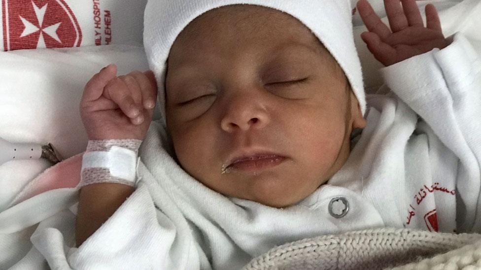 A Bedouin baby, Shahar, in the Holy Family hospital