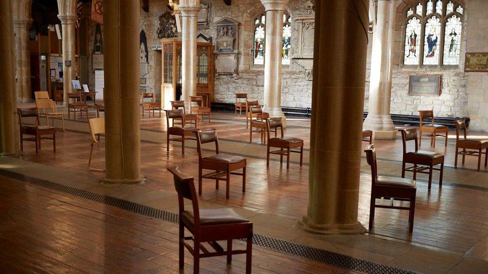 Bradford Cathedral "chairs randomly dotted about in lockdown" - Kate Abbey