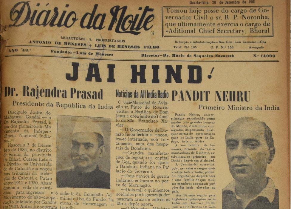 A Goan newspaper dated 20 December 1961