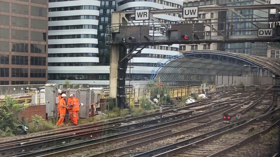 Engineers outside Waterloo Station