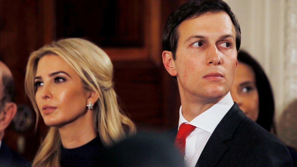 Ivanka Trump and her husband Jared Kushner watch as German Chancellor Angela Merkel and U.S. President Donald Trump hold a joint news conference in the East Room of the White House in Washington, U.S., March 17, 2017