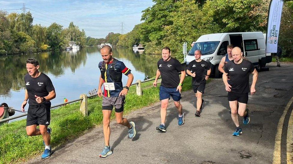 L/Cpl Luke Grainger running alongside fellow ranks