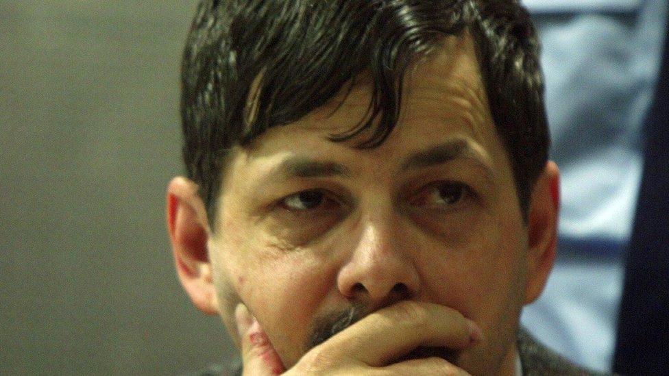 Marc Dutroux on trial in March 2004