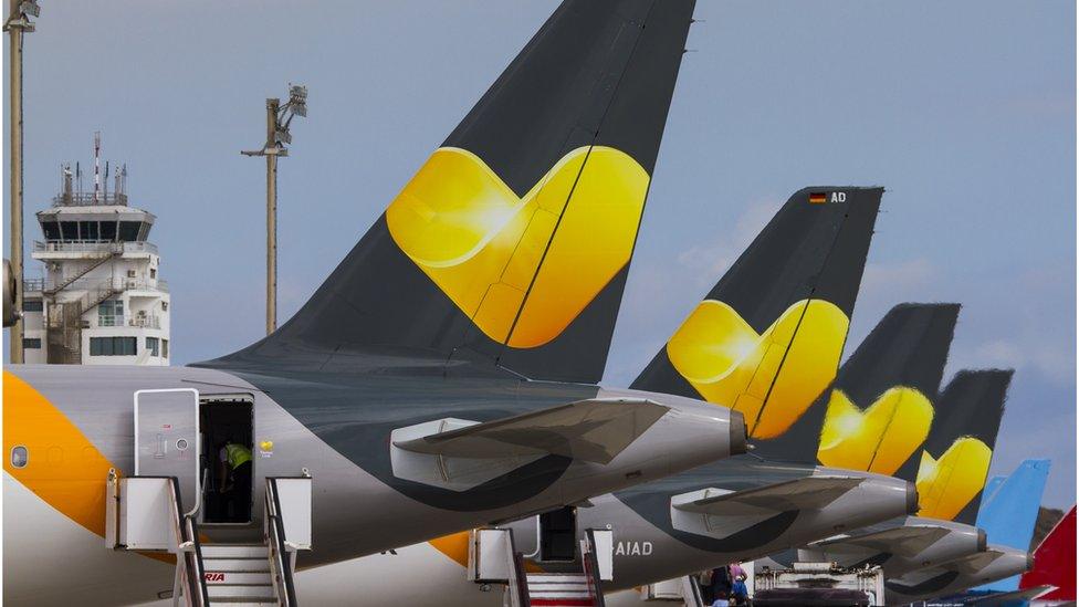 Tail fins of Thomas Cook planes