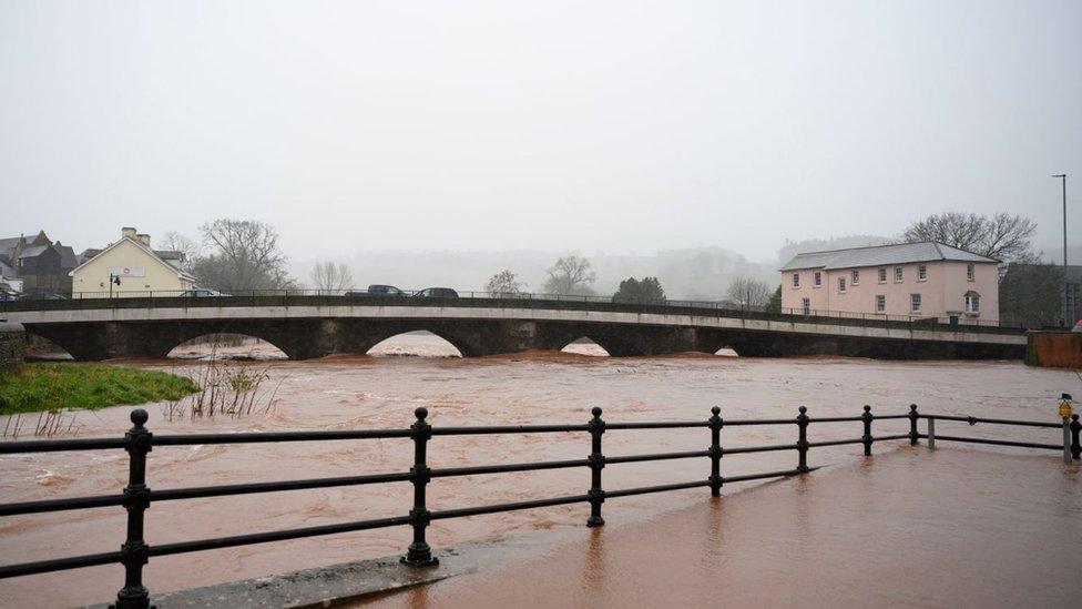 High water levels in the River Usk