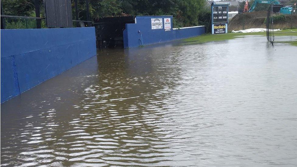 glendermott cricket pitch under flood water