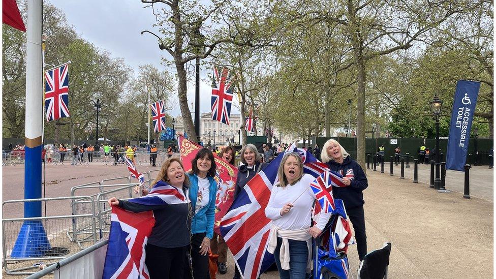 BBC Radio Leicester's Helen McCarthy, Carol Heslop, Sarah Barnes, Carol Barnes, Vic Turnbull and Judith Nics on The Mall