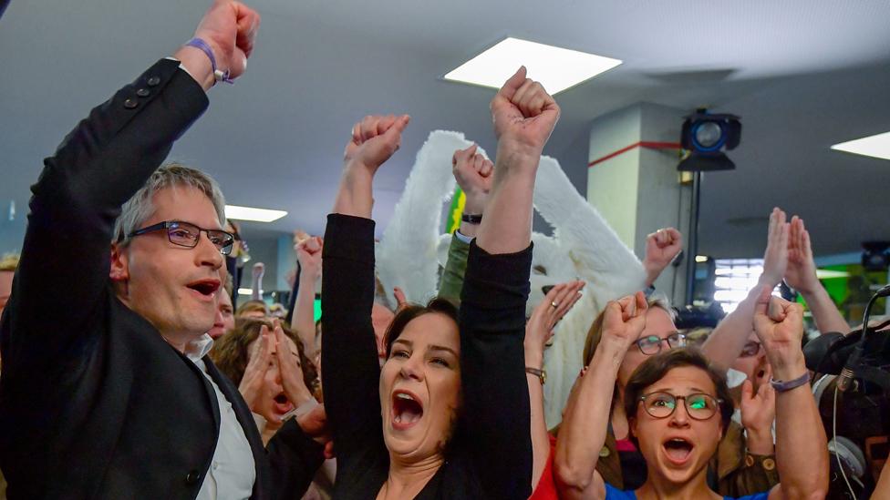 German Greens celebrating, 26 May 19