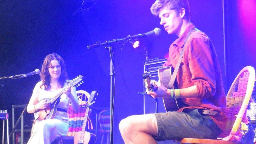 Janice Burns and Jon Doran performing on stage