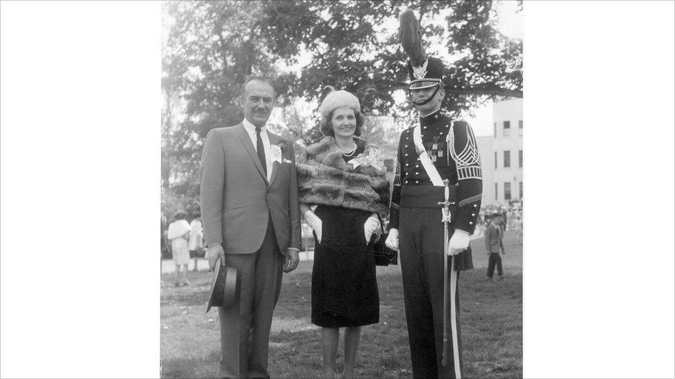 Donald Trump and his parents at his graduation from New York Military Academy