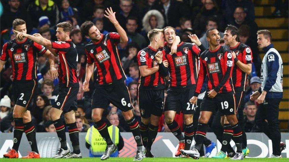 Bournemouth players celebrate their win