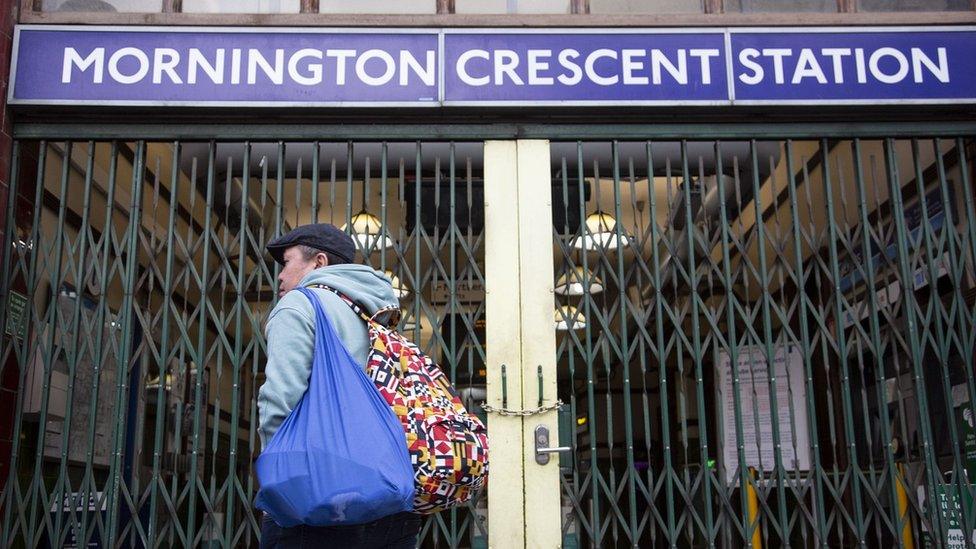 A view of closed tube station during the second 24-hour tube strike in March 2022