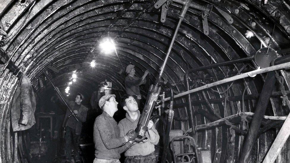 Men working on the Clyde Tunnel ground treatment works