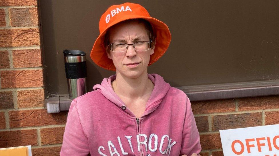 Nicola Pugh a doctors on a picket line in Northampton