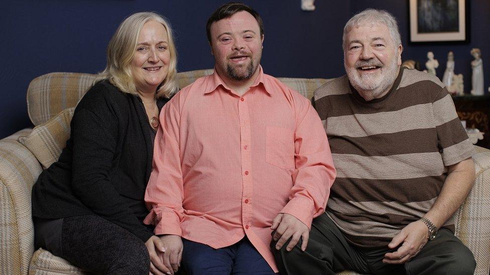 Belfast actor James Martin, pictured with his parents Suzanne and Ivan