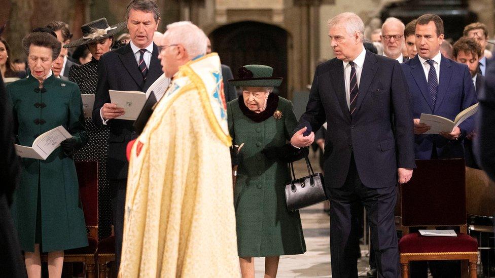 Prince Andrew at Prince Philip's memorial