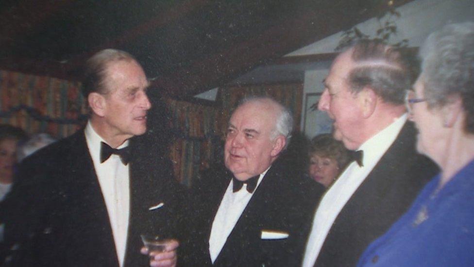 L-R: Prince Philip, Bill Edwards, Graham Crimp