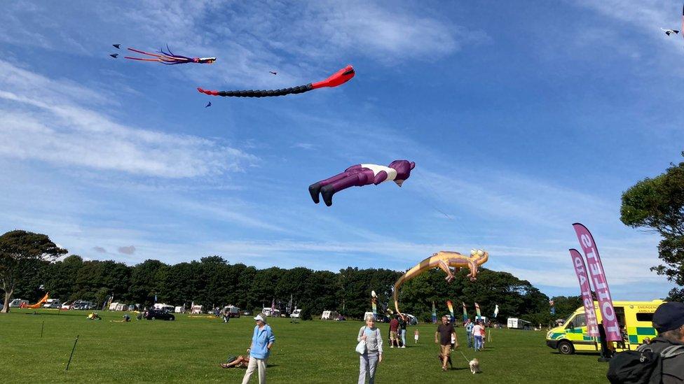 Kites above crowds