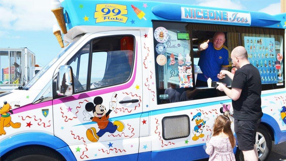 Maurice Murray selling ice creams