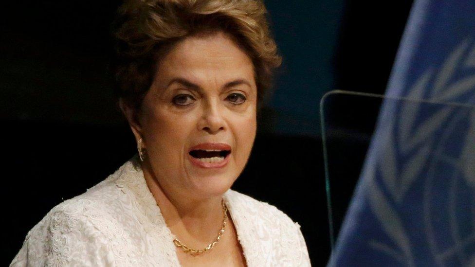 Brazilian President Dilma Rousseff during speech at the UN