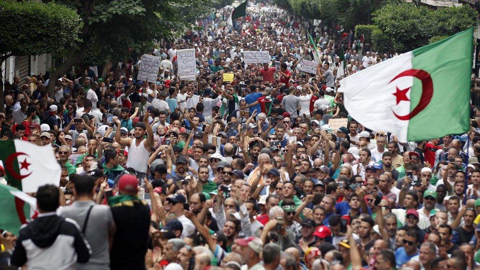 Protesters in Algeria on 20 September