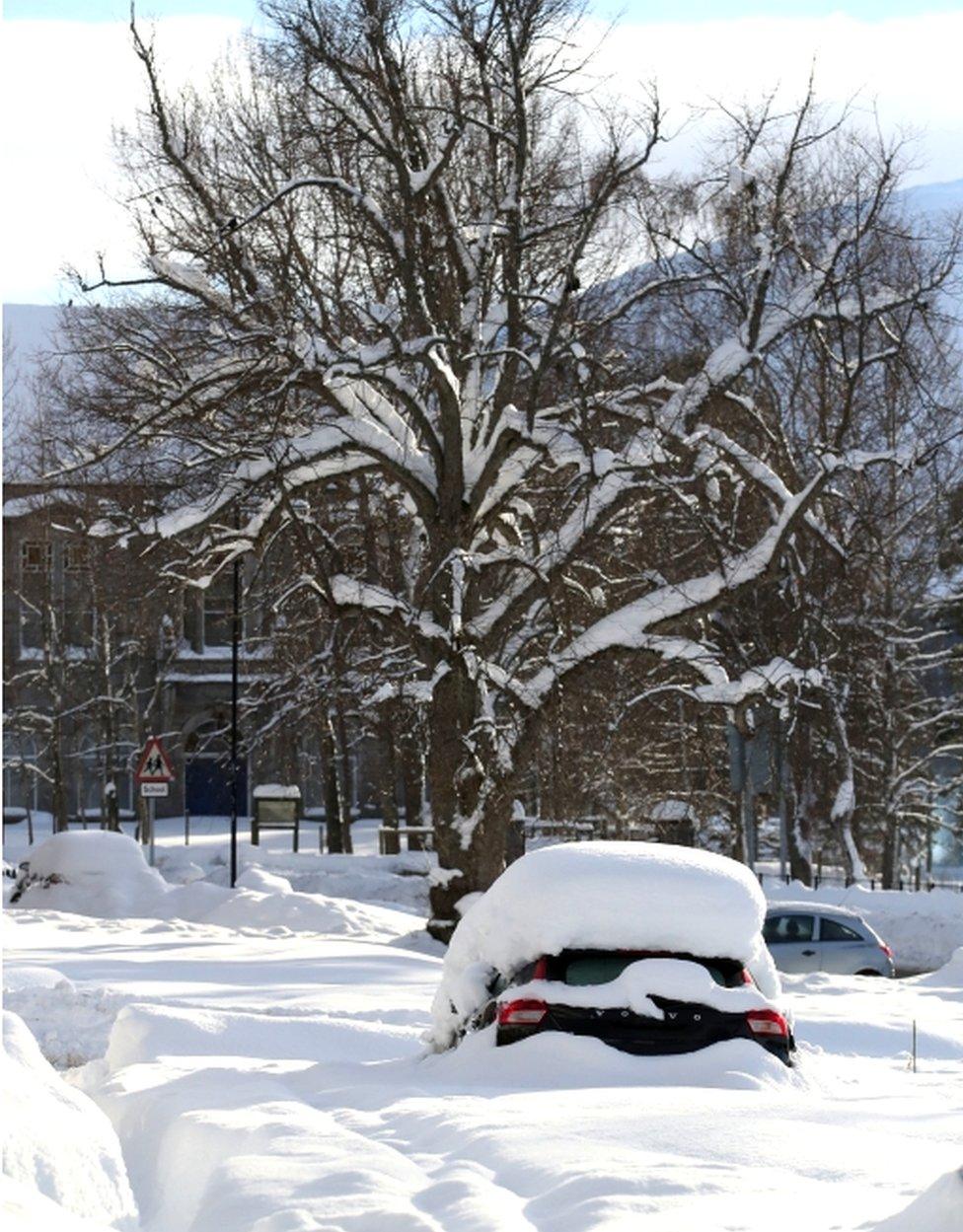 snow-covered cars