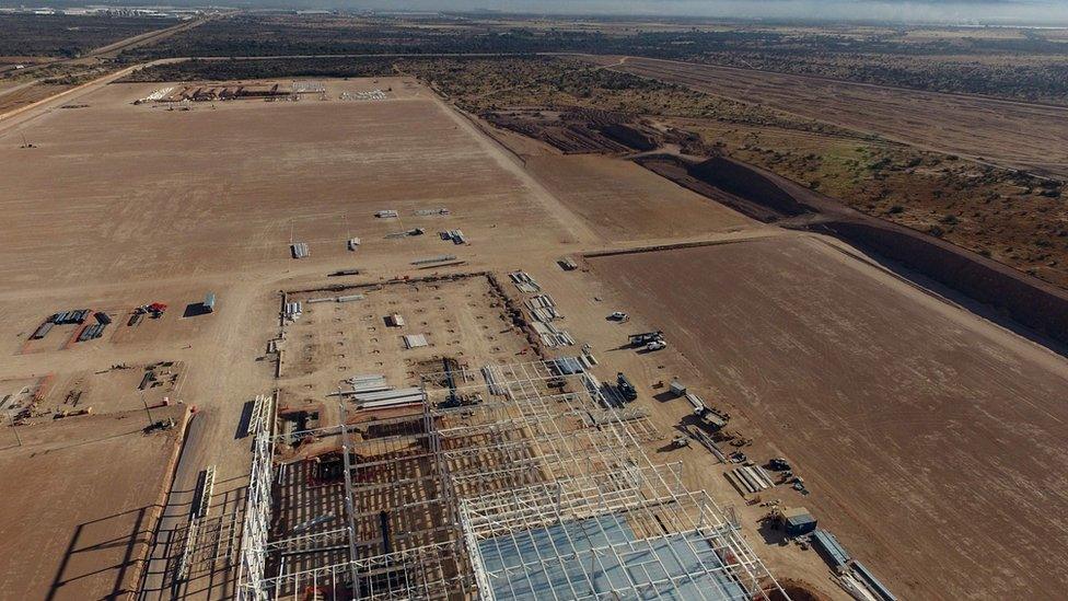 Unfinished buldings remain in the site of a called off Ford car factory in Villa de Reyes, near San Luis Potosi, Mexico, on January 11