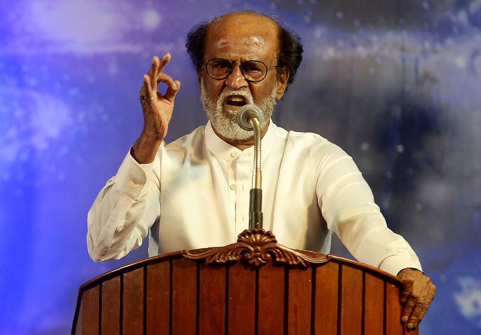 Indian film actor Rajinikanth announces his entry into politics to his many fans in Chennai, 31 December 2017