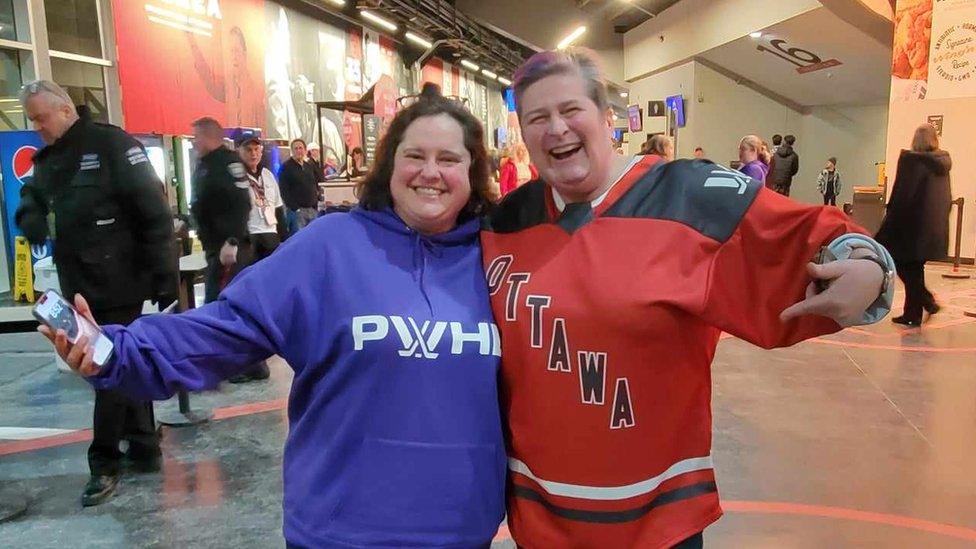 Treena Grevatt and friend at PWHL game