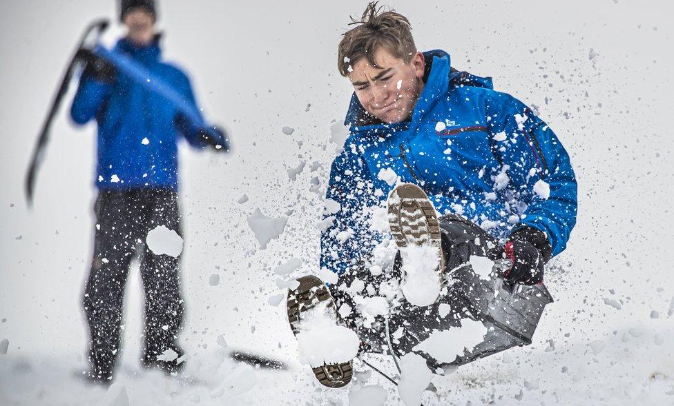 Boys sledging