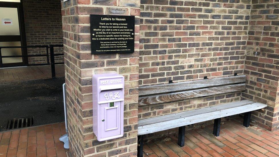 The post box at Norse Road Crematorium