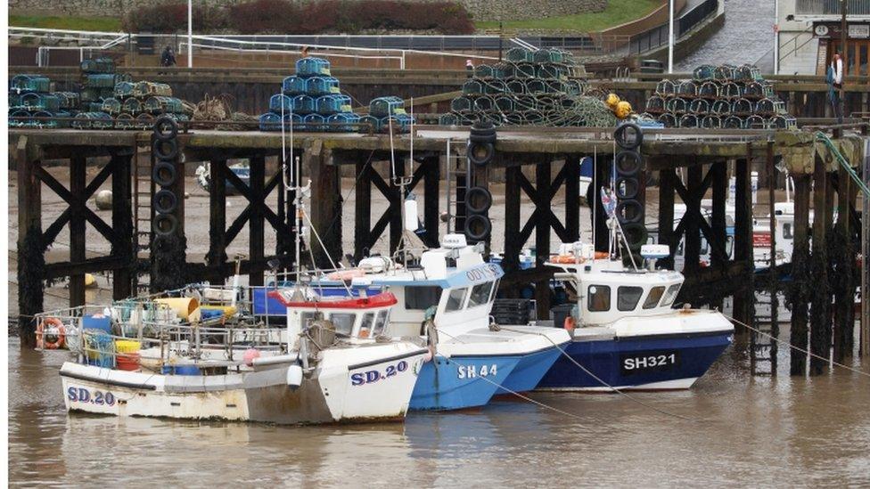 Fishing boats at the fishing port at Bridlington Harbour in Yorkshire